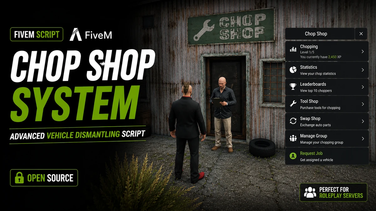 Chop Shop System FiveM | Advanced Vehicle Dismantling Script | Open Source